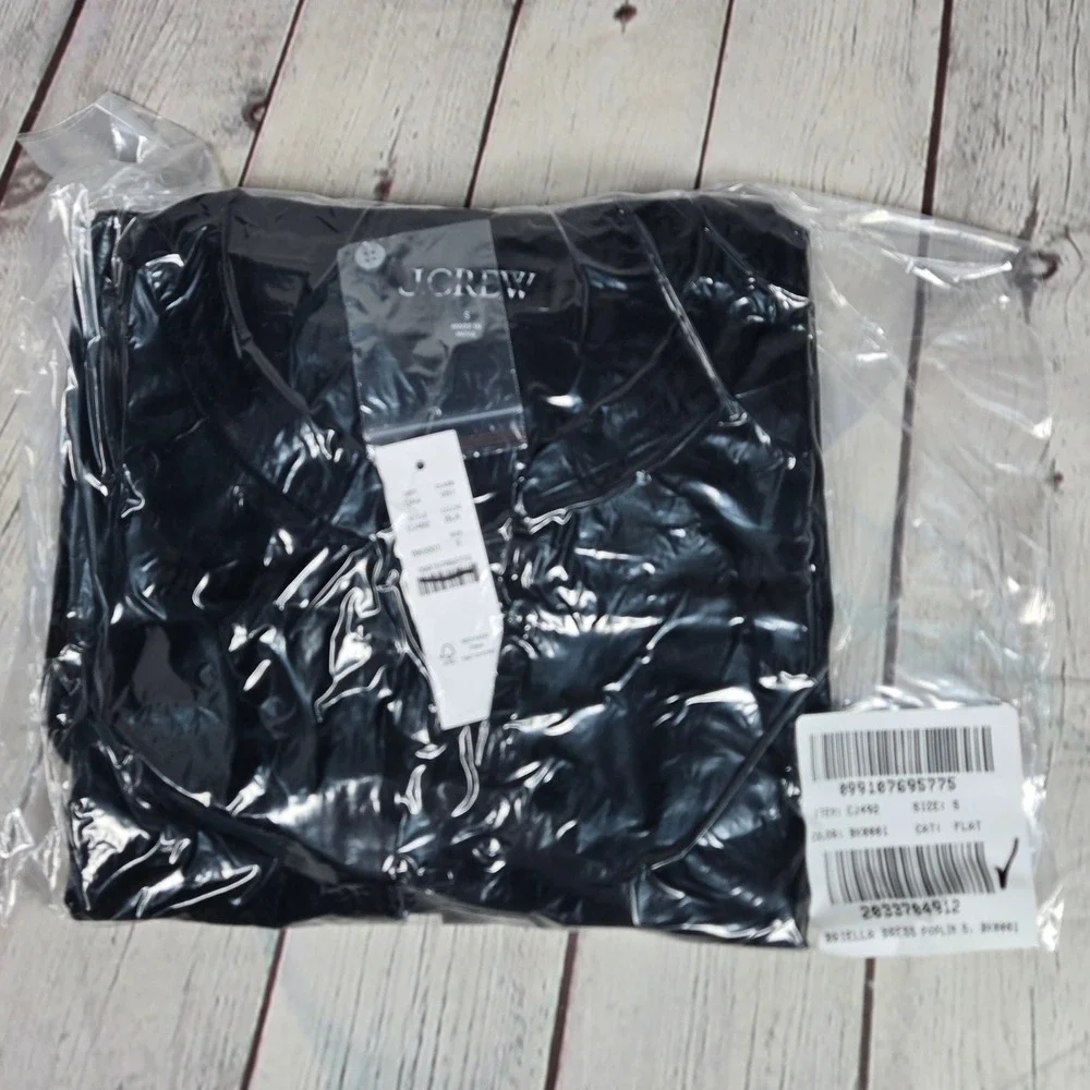J. Crew Delilah dress‎ in cotton poplin Black CJ492 S Short Sleeve Casual Summer